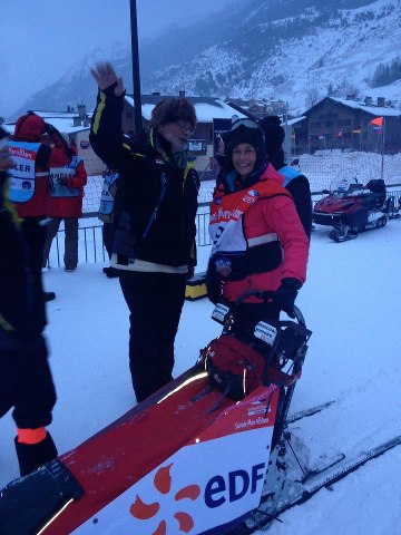 Isabelle au départ de Lanslebourg ce matin avec Dominique Grandjean!